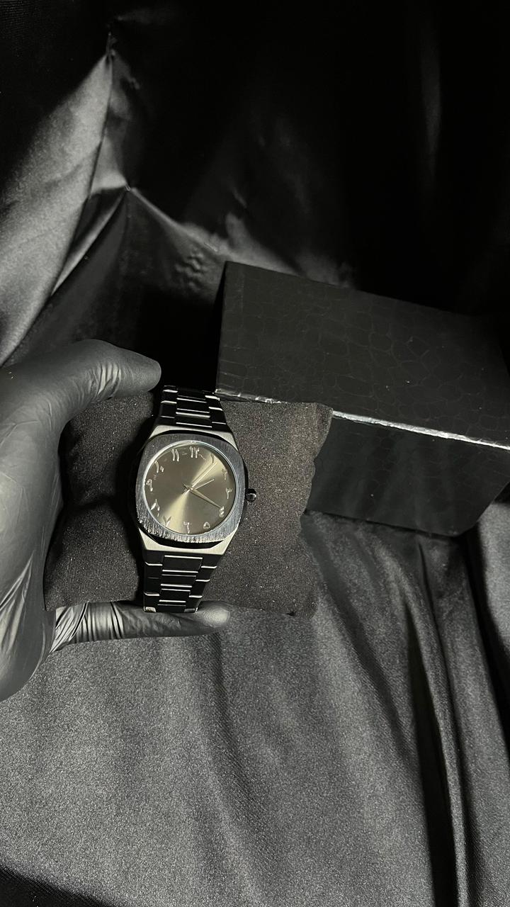 Black Arabic Aura Men's Watch in Stainless Steel
