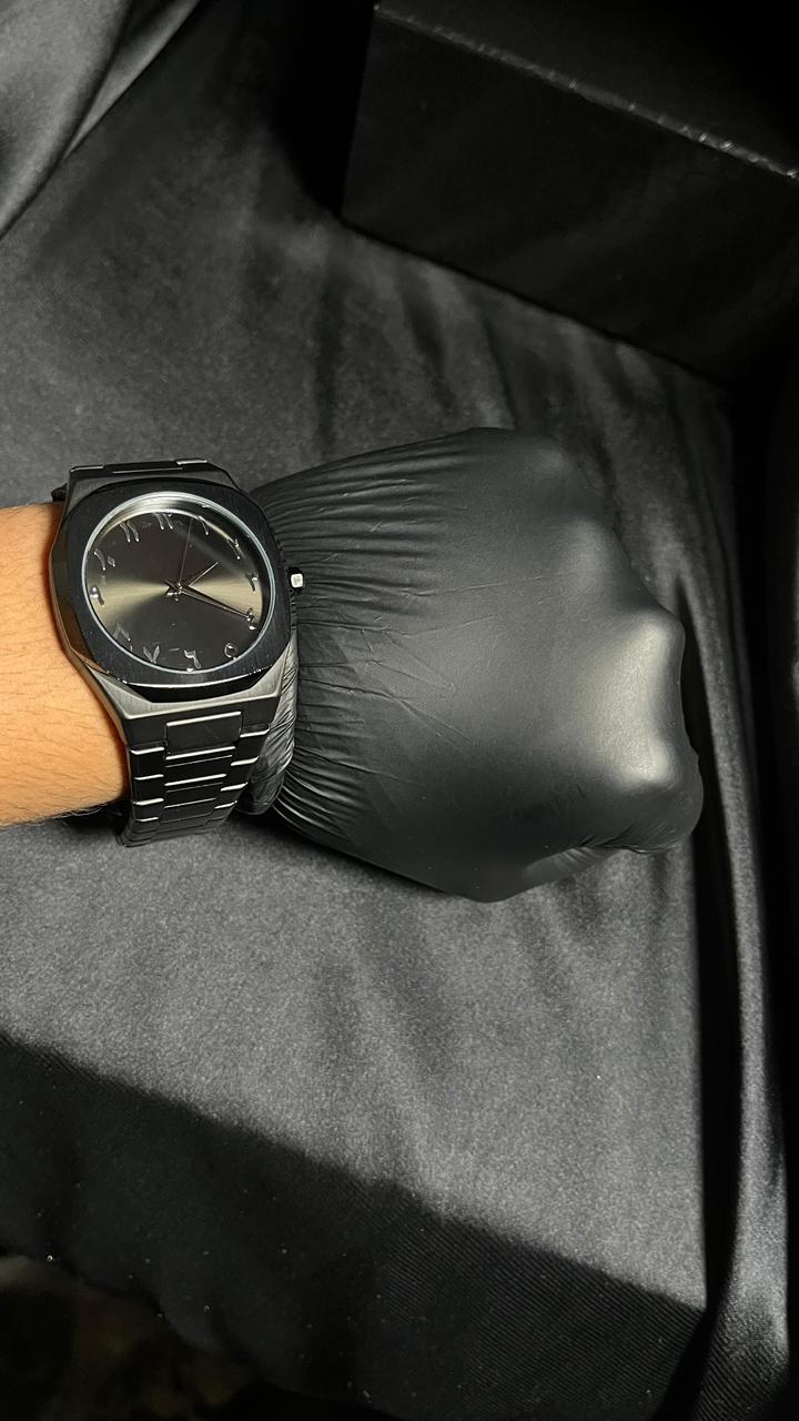 Black Arabic Aura Men's Watch in Stainless Steel